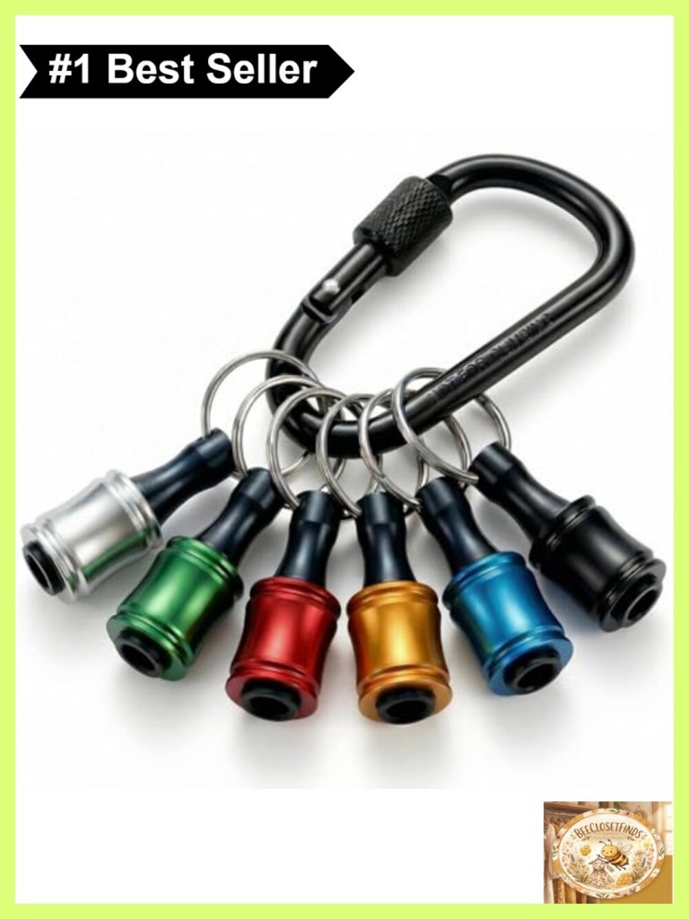 6PCS 1/4 Hex Aluminum Drill Bit Holders Keychain Screwdriver Bit Holders